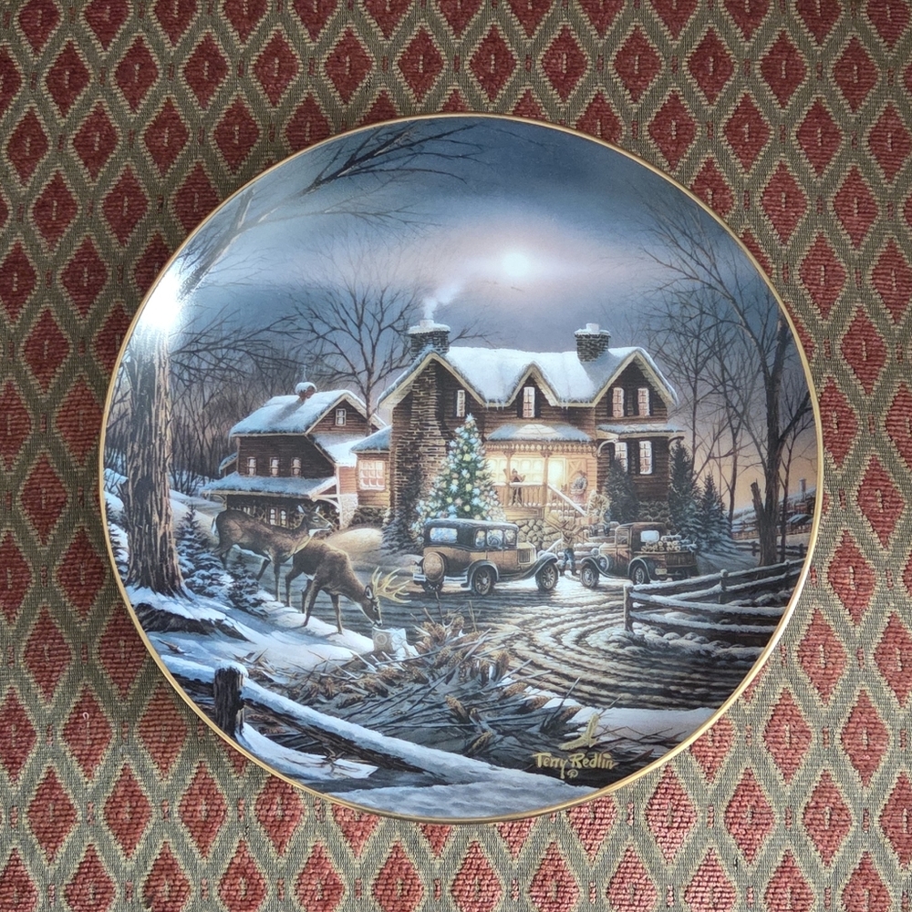Terry Redlin America the Beautiful Christmas Plate USA Flag Tree Ltd Ed 8"